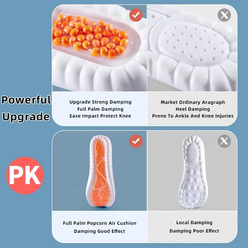Palmilhas esportivas completas para pés pu almofada de ar sola macia respirável absorção de choque tênis de corrida almofada para palmilha de suporte de arco
